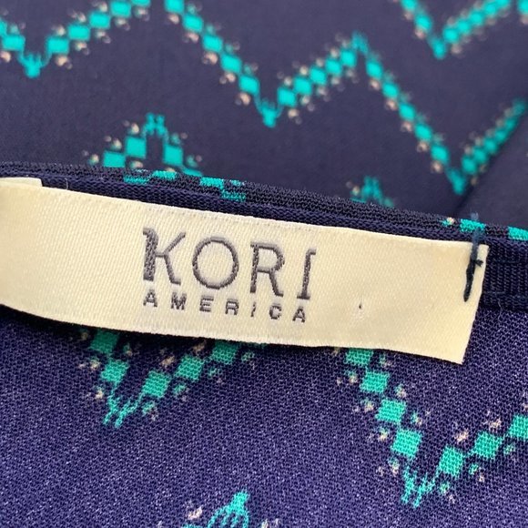 Kori America Open Boho Cardigan Beige Fringe Medium Green Navy Blue Top - Picture 3 of 11